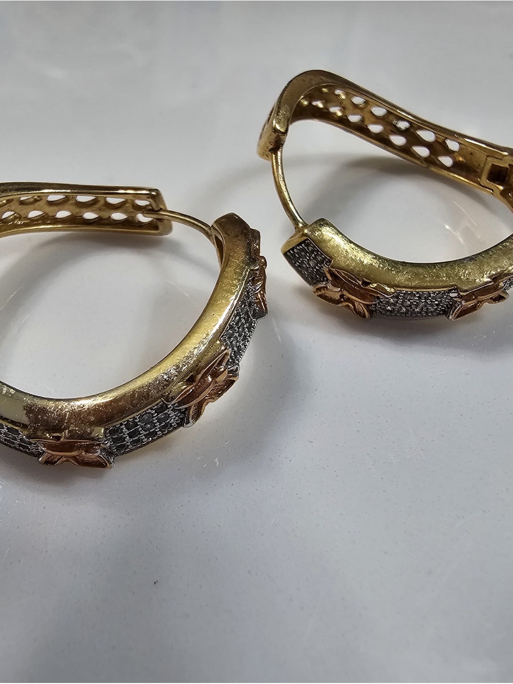 Gold-Tone Floral Hoop Earrings - Women's Jewelry